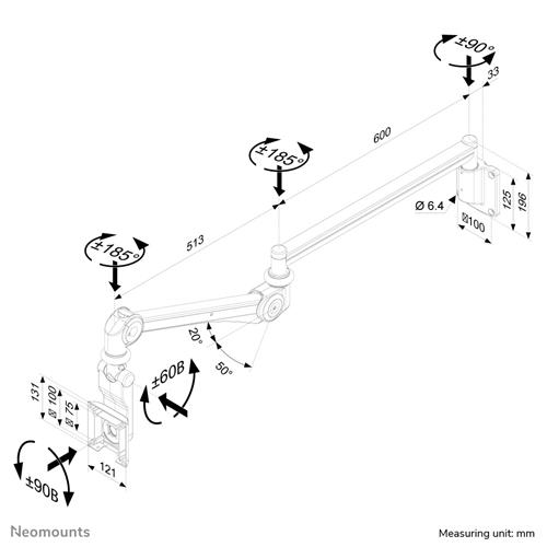 SUPPORTO DA PARETE PER MONITOR MEDICALI FINO A 24IN