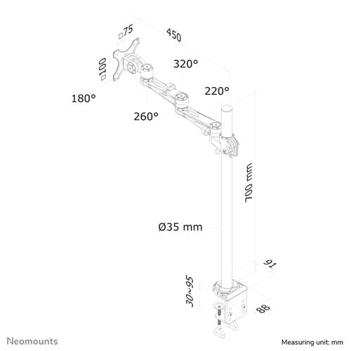 SUPPORTO DA SCRIVANIA 3 SNODI PER SCHERMI FINO A 30IN (76 CM)