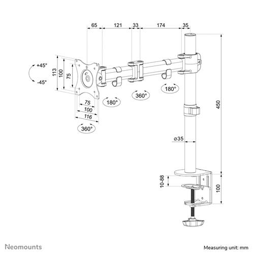 SUPPORTO DA SCRIVANIA 3 SNODI PER SCHERMI FINO A 30IN (76 CM)