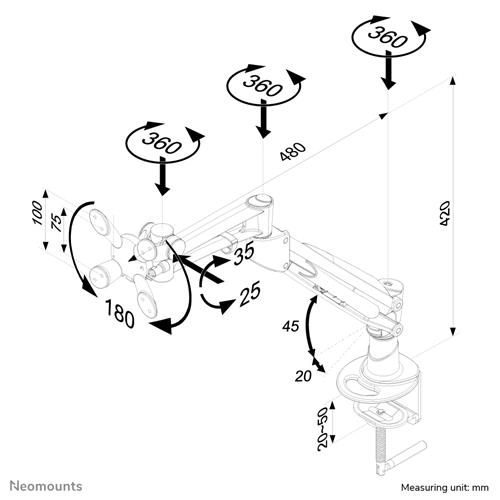 SUPPORTO DA SCRIVANIA MOLLA A GAS PER SCHERMI FINO A 30IN 76CM