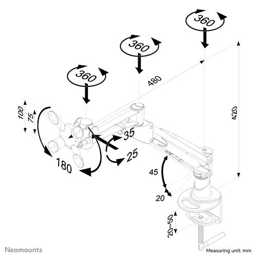 SUPPORTO DA SCRIVANIA MOLLA A GAS PER SCHERMI FINO A 37IN 76CM