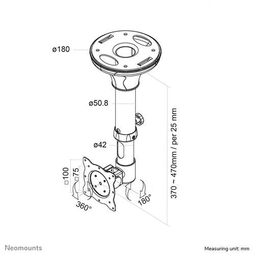 SUPPORTO DA SOFFITTO PER SCHERMI FINO A 30IN - ARGENTO