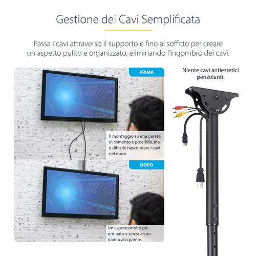 SUPPORTO DA SOFFITTO PER TV A SCHERMO PIATTO VESA DA 3770
