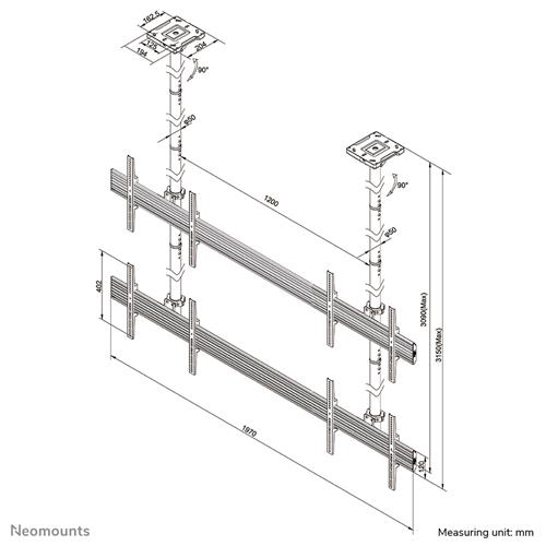 SUPPORTO DA SOFFITTO PER VIDEOWALL PER SCHERMI FINO 65IN
