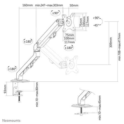 SUPPORTO DA TAVOLO NERO PER MONITOR FINO A 27IN - 7KG