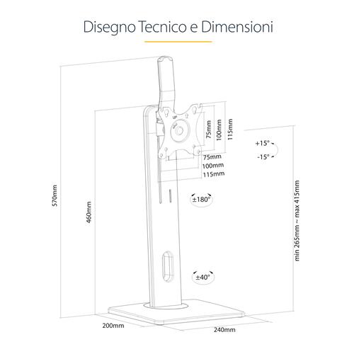 SUPPORTO MONITOR DA SCRIVANIA regolabile per display VESA 32