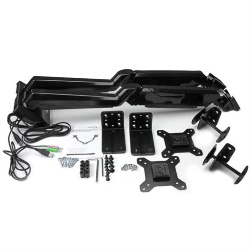 SUPPORTO PER DUAL MONITOR CON 2 PORTE USB/AUDIO PASS-THROU