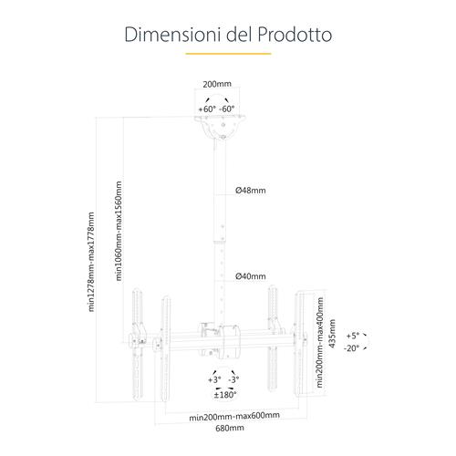 SUPPORTO TV DA SOFFITTO A DOPPIO DISPLAY BACK-TO-BACK