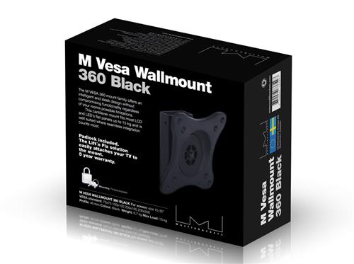 WALL BRACKET 200X200 BLACK INCLINABLE AND ROTATABLE 360