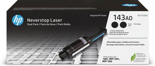 HP 143AD Dual Pack Black Original Neverstop Toner Reload Kit cartuccia toner 2 pz