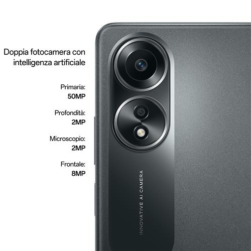 OPPO A58 4G Smartphone, AI Doppia fotocamera 50+2MP, Selfie 8MP, Display 6.72” 60HZ LCD FHD+, 5000mAh, RAM 6 (Esp 2GB/4GB/6GB)+ROM 128GB (esp1TB), IP54, [Versione Italia],Glowing Black