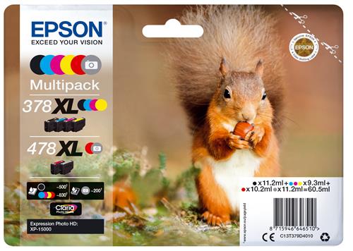 Epson Squirrel 478XL cartuccia d'inchiostro 1 pz Originale Resa elevata (XL) Nero, Ciano, Magenta, Giallo, Rosso, Grigio