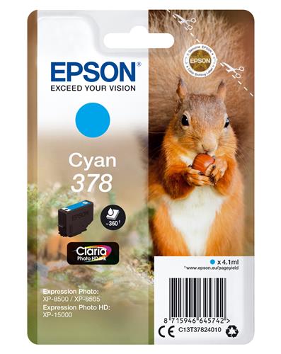 Epson Squirrel C13T37824010 cartuccia d'inchiostro 1 pz Originale Resa standard Ciano