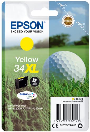 Epson Golf ball C13T34744010 cartuccia d'inchiostro 1 pz Originale Resa elevata (XL) Giallo
