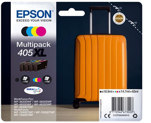 Epson 405XL DURABrite Ultra cartuccia d'inchiostro 1 pz Originale Resa elevata (XL) Nero, Ciano, Magenta, Giallo