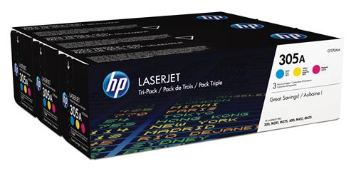 HP 305A 3-pack Cyan/Magenta/Yellow Original LaserJet Toner Cartridges cartuccia toner 3 pz Originale Ciano, Magenta, Giallo